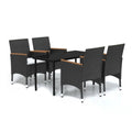 vidaXL Patio Dining Set 5 Piece with Cushions Garden Outdoor Lawn Yard Terrace Balcony Backyard Dining Dinner Dinette Table and Chair Furniture Black