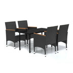 vidaXL Patio Dining Set 5 Piece with Cushions Garden Outdoor Lawn Yard Terrace Balcony Backyard Dining Dinner Dinette Table and Chair Furniture Black