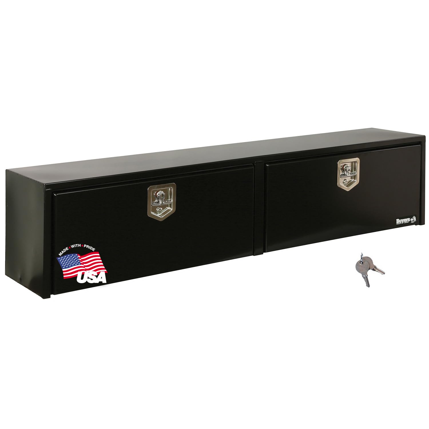 Buyers Products 1702940 Black Steel Topsider Truck Box With T-Handle Latch, 16 X 13 X 72 Inch, Truck Tool Box For Storage And Or