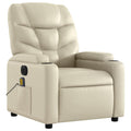 vidaXL Electric Massage Recliner Chair - Upholstered Armchair, Faux Leather, Cream - Adjustable Lounge Seating with Vibration Massage, Cup Holders for Living Room, 3206056