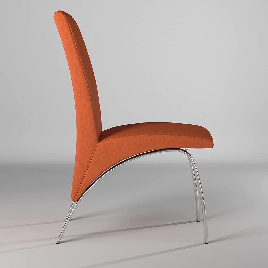 Creative Images Hamil Leatherette Dining Chair with Chrome Legs Set of 2 Orange Orange Finish