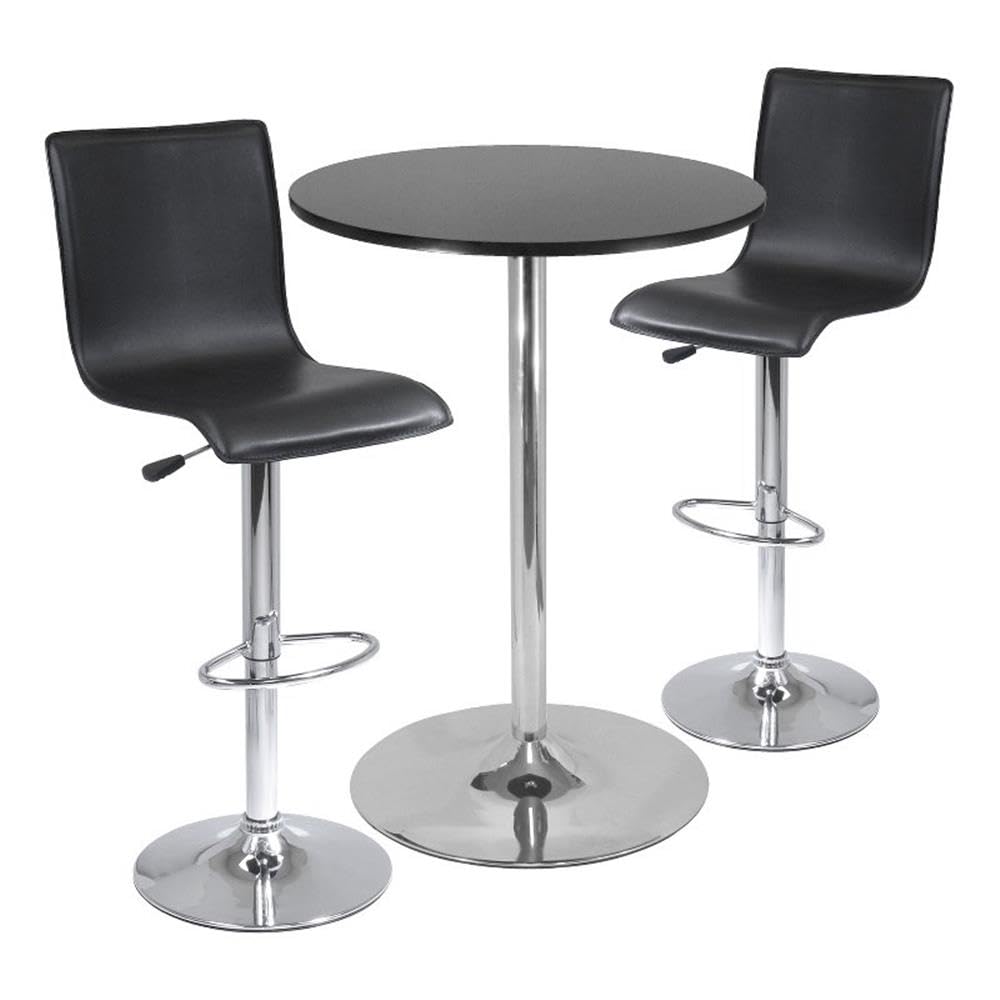 Winsome Spectrum 3 Piece Round Pub Table Set, Black / Metal, 28&quot;