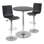 Winsome Spectrum 3 Piece Round Pub Table Set, Black / Metal, 28"