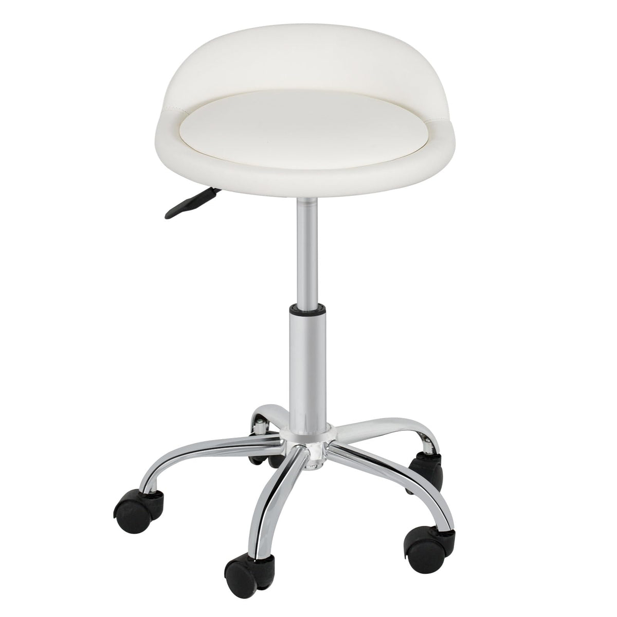 SUPER DEAL Adjustable Height Hydraulic Rolling Swivel Stool Tattoo Facial Massage Spa Salon Medical Stool with Back Rest (White)