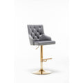Best Master Furniture Adjustable Swivel Velvet Bar Stools With Gold Base (Set Of 2) B52 Grey (Velvet)