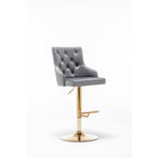 Best Master Furniture Adjustable Swivel Velvet Bar Stools With Gold Base (Set Of 2) B52 Grey (Velvet)