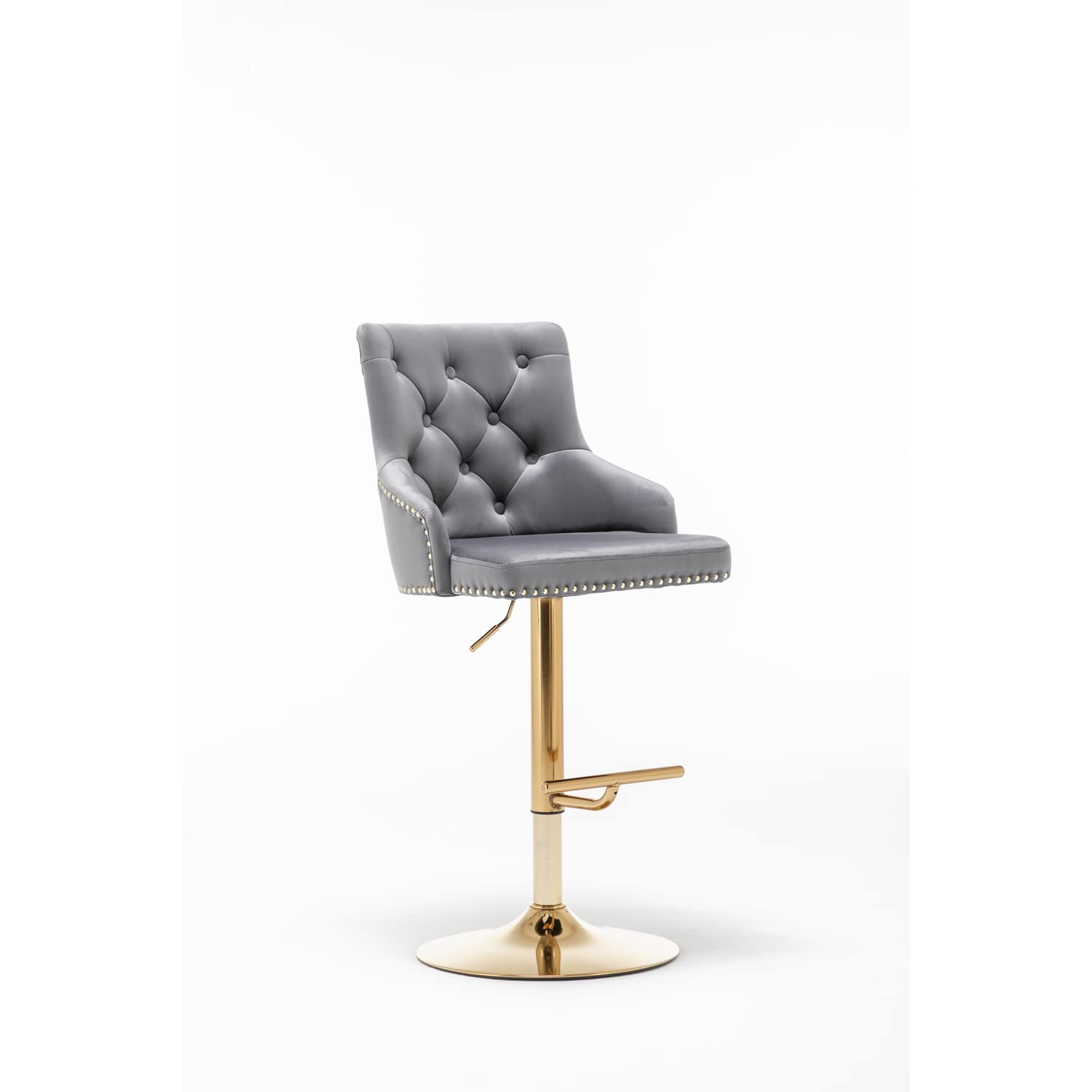 Best Master Furniture Adjustable Swivel Velvet Bar Stools With Gold Base (Set Of 2) B52 Grey (Velvet)