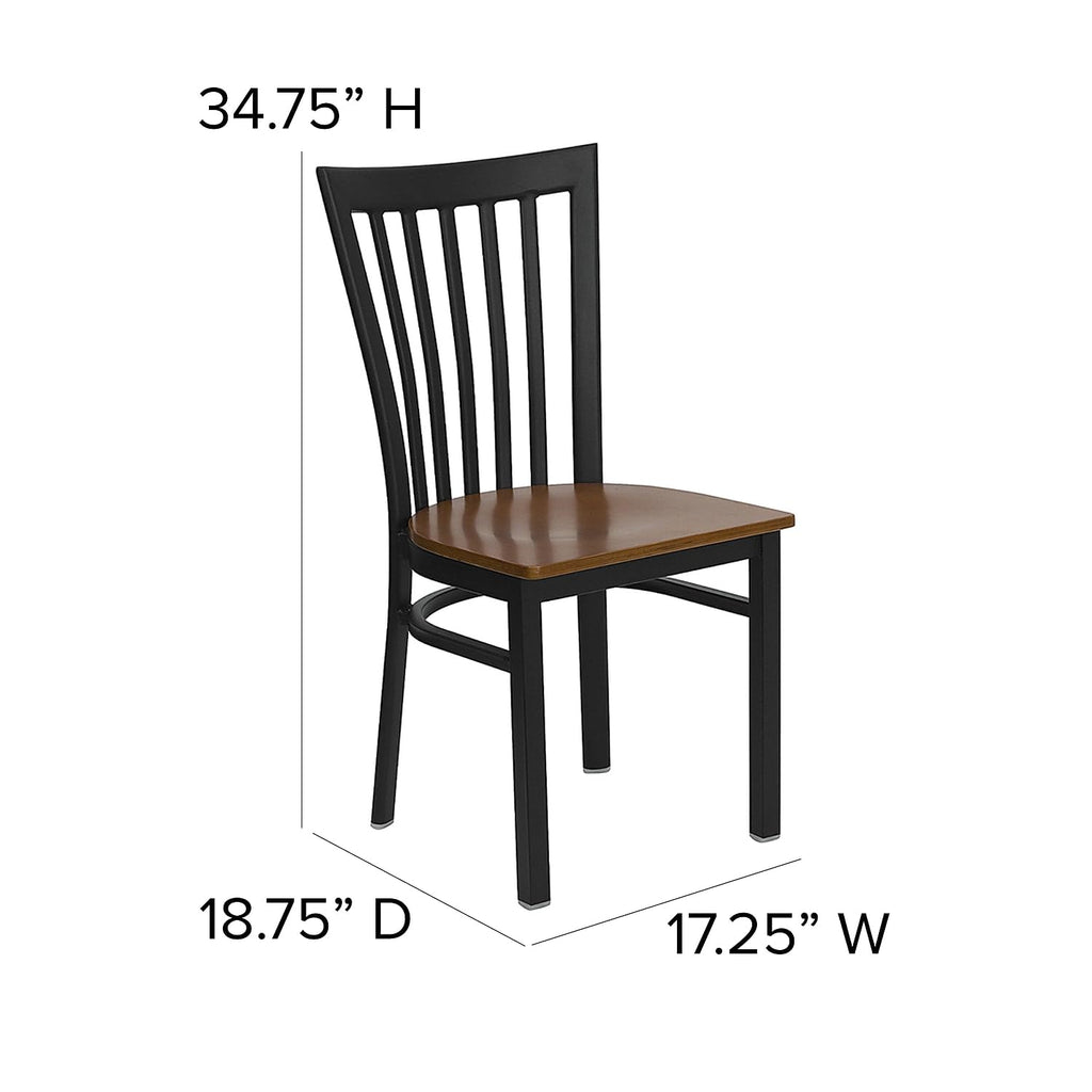 Flash Furniture HERCULES Series Black School House Back Metal Restaurant Chair - Cherry Wood Seat
