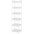 Rolanstar Bookshelf, 6-Tier Storage Rack, Narrow Corner Bookshelf, Display Wooden Shelves for Living Room, Bathroom, Balcony, Ki
