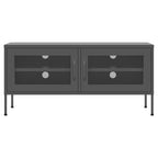 vidaXL Steel Industrial TV Stand - Vibrant Orange, Spacious Storage with Shelf and Mesh Doors, Easy to Clean, Adjustable Levelers, 41.3"x13.8"x19.7"