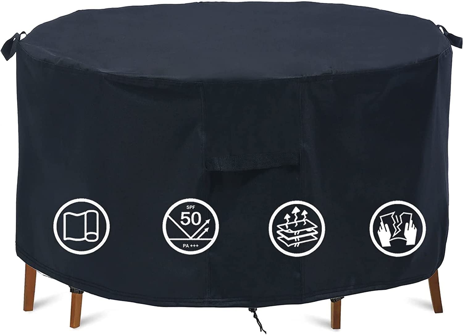 Round Patio Furniture Covers, 96'' Dia Outdoor Furniture Covers, Waterproof Outdoor Table Cover, Fire Pit Cover Outdoor Round Ta