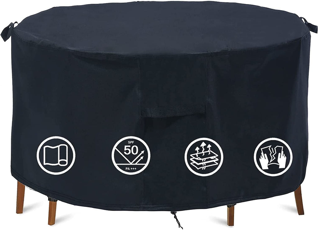 Round Patio Furniture Covers, 74'' Dia Outdoor Furniture Covers, Waterproof Outdoor Table Cover, Fire Pit Cover Outdoor Round Ta