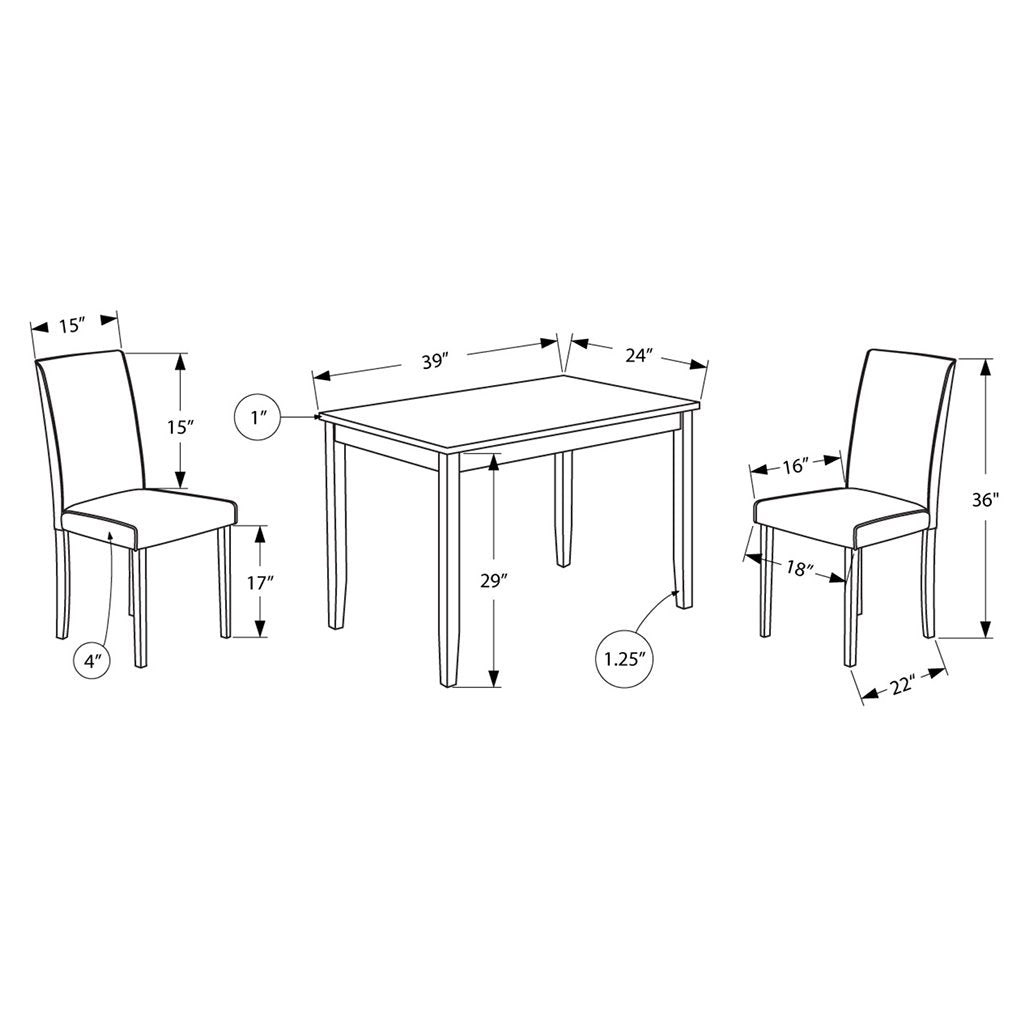 Monarch Specialties , Dining Set Set, Parson Chairs, Cappuccino, 3pcs