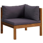 vidaXL 6-Piece Patio Lounge Set - Solid Acacia Wood Construction with Dark Gray Cushions - Suitable for Outdoor Use - Includes Table, Corner & Middle Sofas