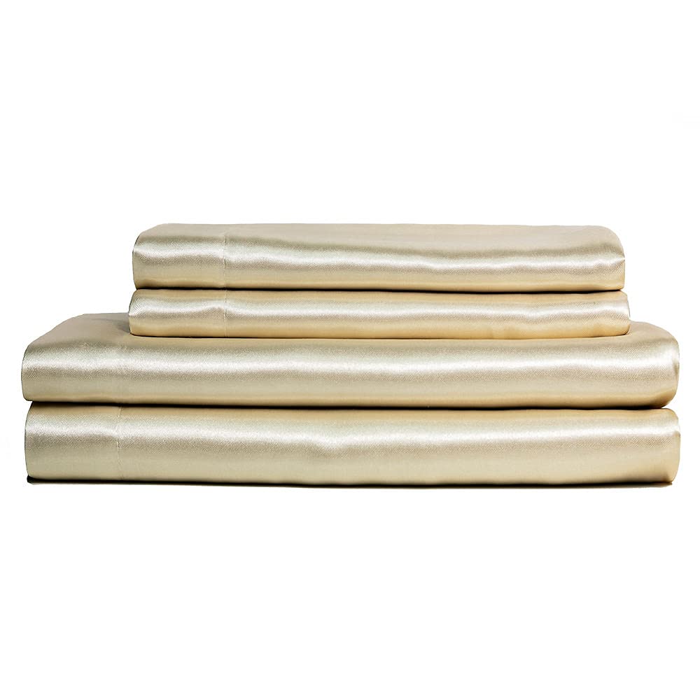 Baltic Linen - 361129150 Satin Luxury Sheet Set Queen Ivory 4-Piece Set