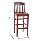 Flash Furniture HERCULES Series School House Back Mahogany Wood Restaurant Barstool