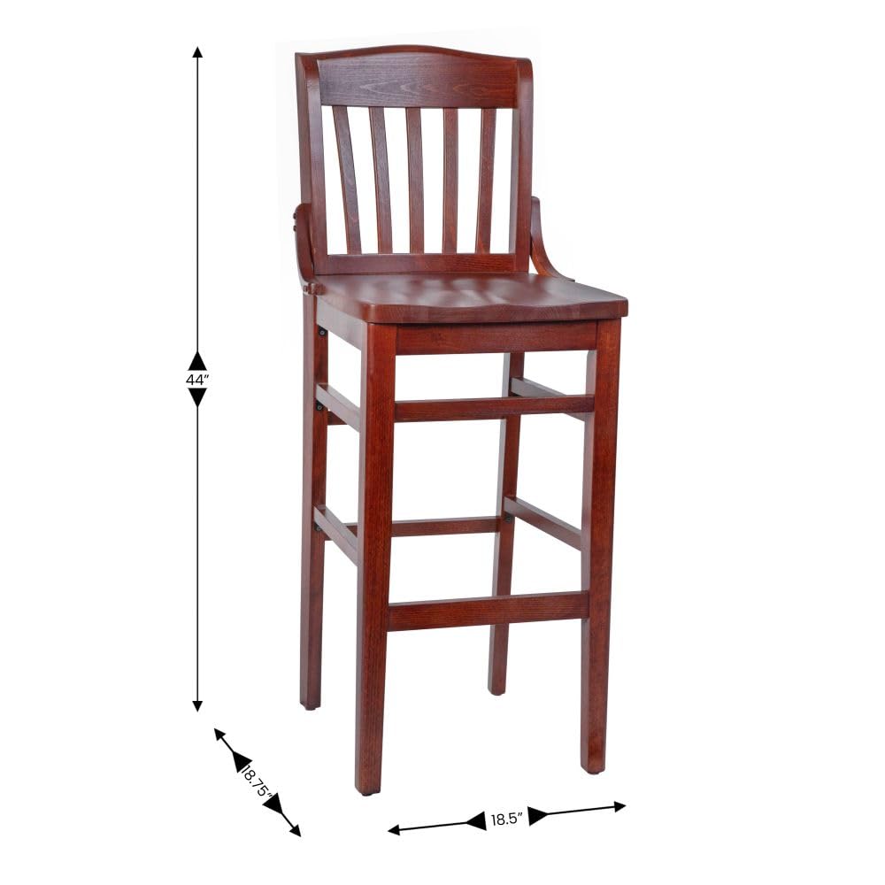 Flash Furniture HERCULES Series School House Back Mahogany Wood Restaurant Barstool