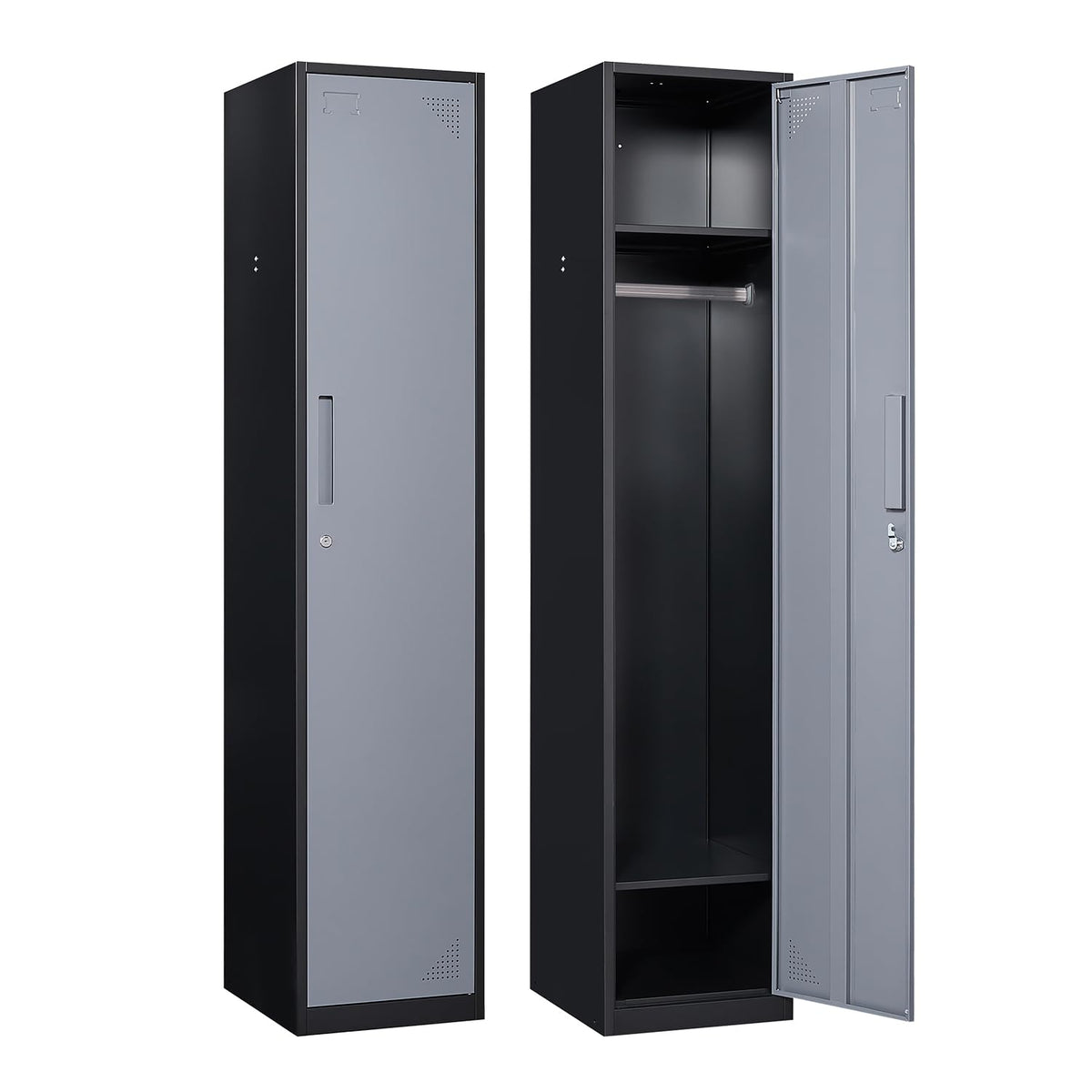 Anxxsu Metal Locker For Home, Dressing Room, 71' Steel Storage Lockers For Employees, Lockable Locker Cabinet With 1 Door (Grey
