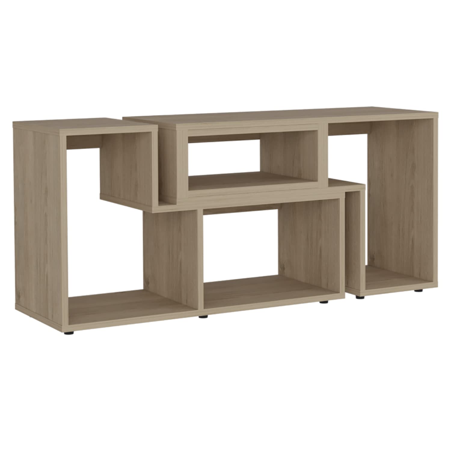 Rose Extendable TV Stand with Customizatable Shelves, Light Pine
