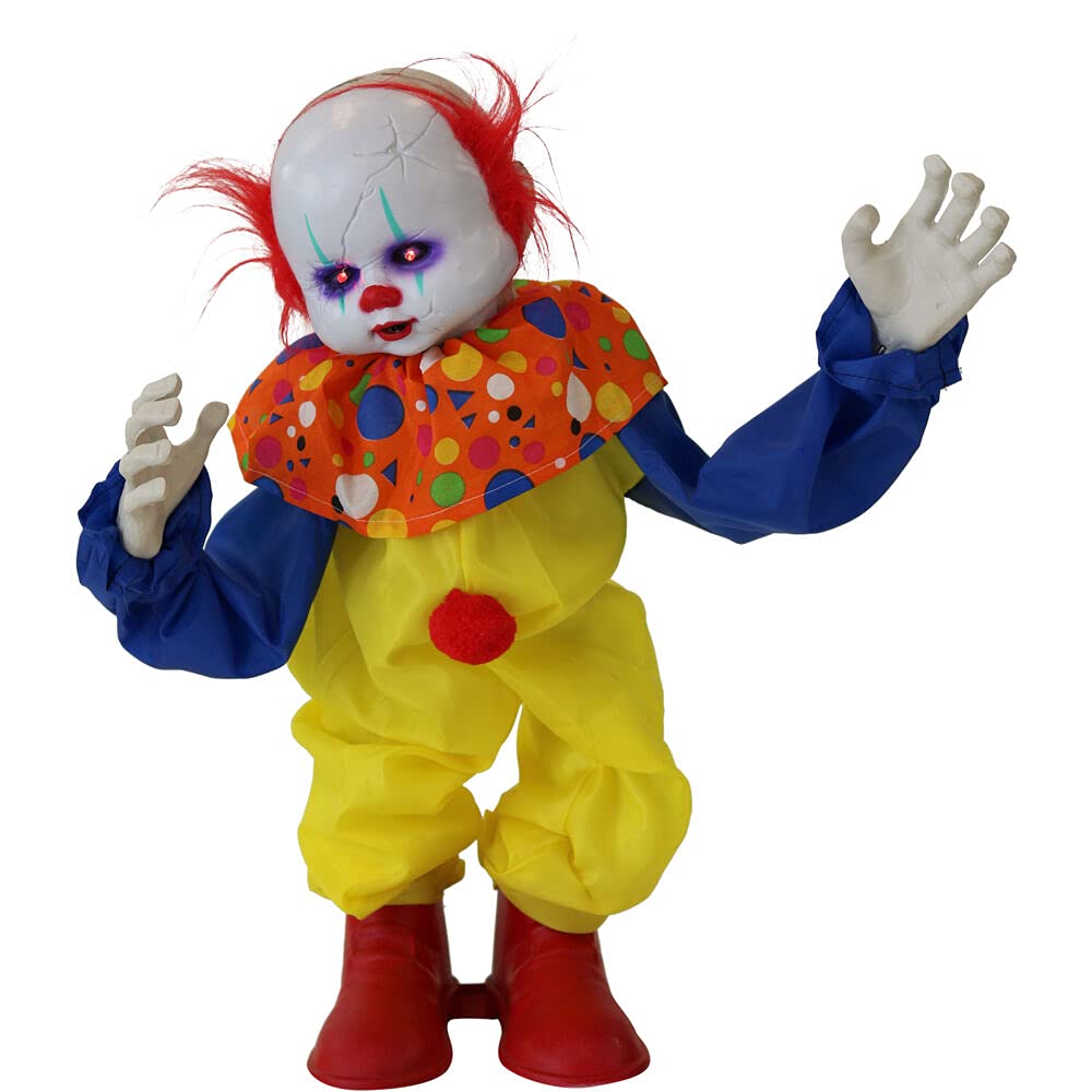 Haunted Hill Farm 67&quot; Standing Clown Halloween Animatronic