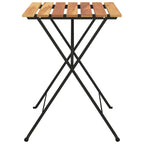vidaXL Portable Folding Bistro Table - Outdoor Furniture Piece, Solid Teak Wood and Steel Construction, Weather Resistant, Versatile Use, Easy Storage and Transportation