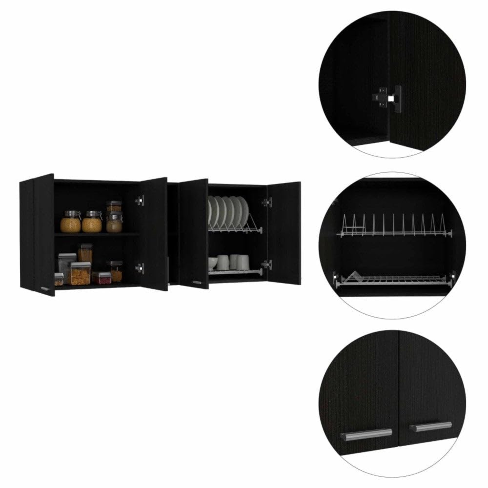 Wall Cabinet Ontario, Double Door - Black