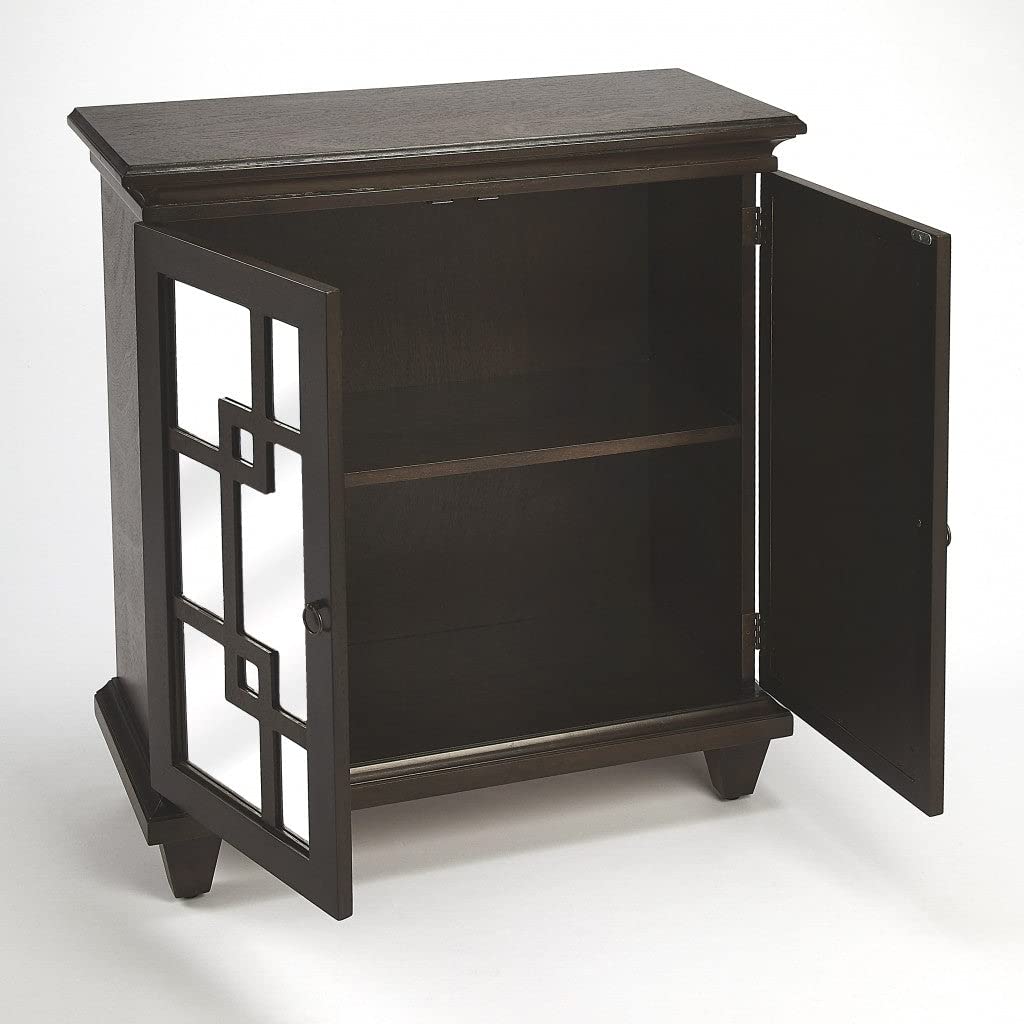 HomeRoots Dark Brown Okume Wood Solids and veneers, MDF, Mirrored Glass Morgan Hill Coffee Chest