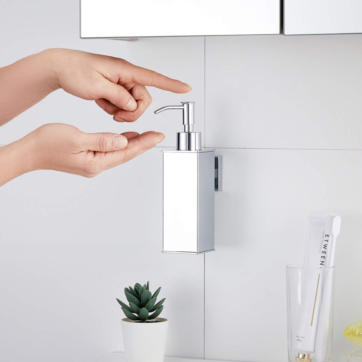 Bgl Soap Dispenser Stainless Steel 304 Wall Mount Liquid And Soap Dispenser For Kitchen And Bathroom (Silver, Square)