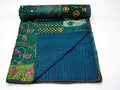 Yuvancrafts Indian Handmade Cotton Kantha Quilt Traditional Patch Work Queen Quilt Blanket Bedspreads Throw