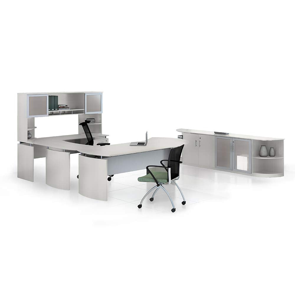 Mayline MNEXTLTSS Medina Left Curved Desk Extension for use with Desks, sold separately, Textured Sea Salt Laminate