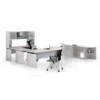 Mayline MNEXTLTSS Medina Left Curved Desk Extension for use with Desks, sold separately, Textured Sea Salt Laminate