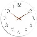 Mosewa Wall Clock 8 Inch White Silent Non Ticking Wall Clocks Battery Operated - Simple Minimalist Wooden Clock Decorative for K