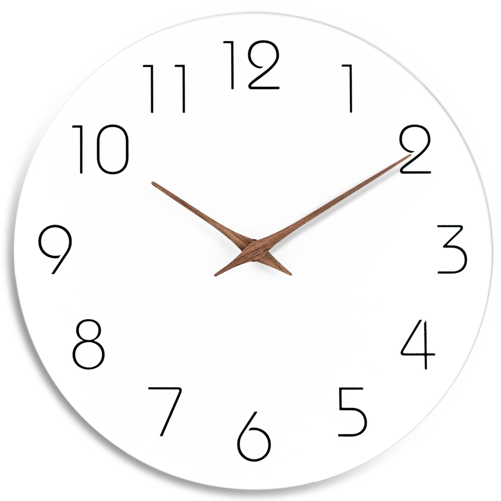 Mosewa Wall Clock 8 Inch White Silent Non Ticking Wall Clocks Battery Operated - Simple Minimalist Wooden Clock Decorative for K