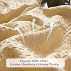 Phf Cooling Waffle Blanket Twin Size, Lightweight 60% Rayon Derived From Bamboo & 40% Cotton Breathable Blanket For Hot Sleepers, Soft And Luxury For Bed Couch And Sofa, 66'X90', Beige
