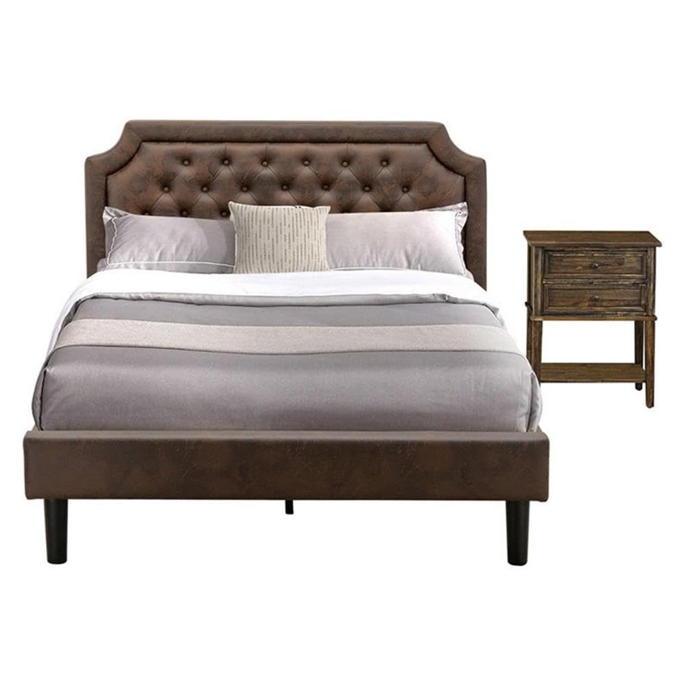 East West Furniture GB25Q-1BF08 2-Pc Bedroom Set -Queen Bed and 1 Night Stand for Bedrooms (Antique Walnut)