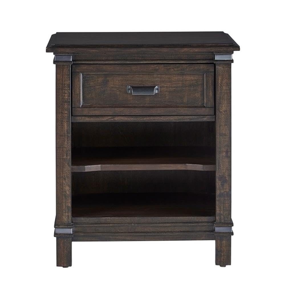 American Woodcrafters Farmwood 1-Drawer Rustic Brown Wood Nightstand