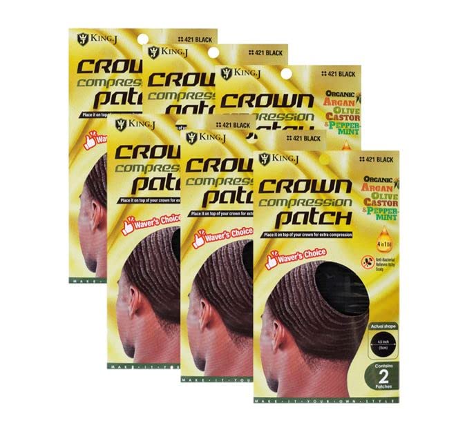 King.J Crown Patch 360 Waver's Compression 2pcs 4.5'' Rapid Waver's Crown Compression Patches for Hair For Men (6pack)