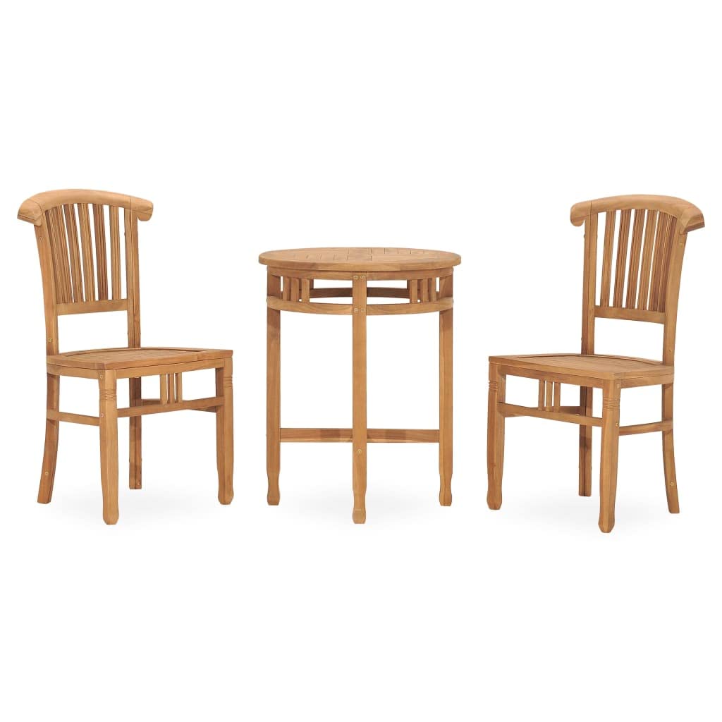vidaXL Patio Dining Set - Retro Style - 3-Piece Set - Solid Teak Wood Construction - Includes Table and Two Chairs - Easy Assembly and Weather Resistant, Brown.