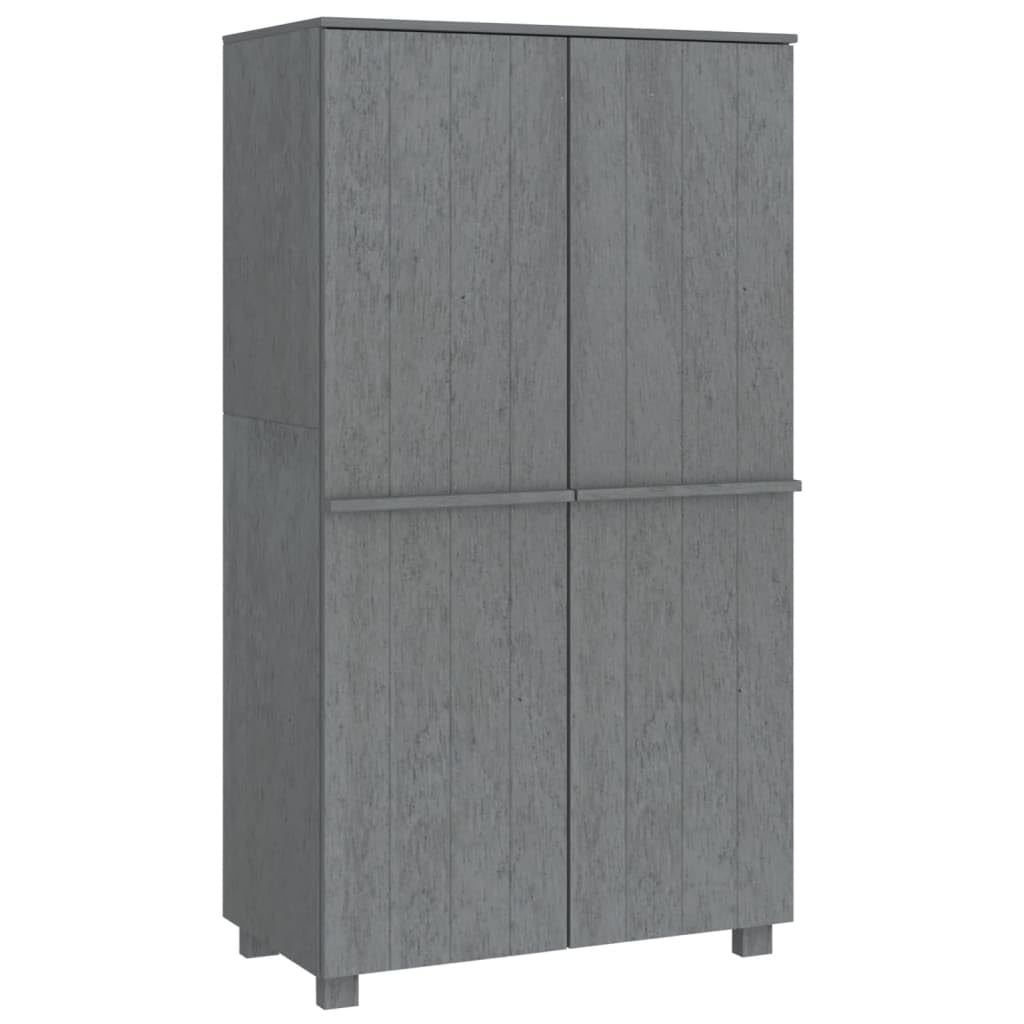 vidaXL Dark Grey Wardrobe, 35&quot;x19.7&quot;x70.9&quot;, Constructed from Solid Pine Wood, Featuring Organized Two Compartment Storage Design, Includes Hanging Rod, Easy to Assemble