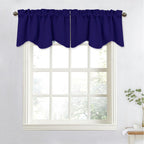 Nicetown Navy Blue Blackout Valance Curtains - Modern Design 52 Inches By 18 Inches Scalloped Rod Pocket Window Drapes/Draperies