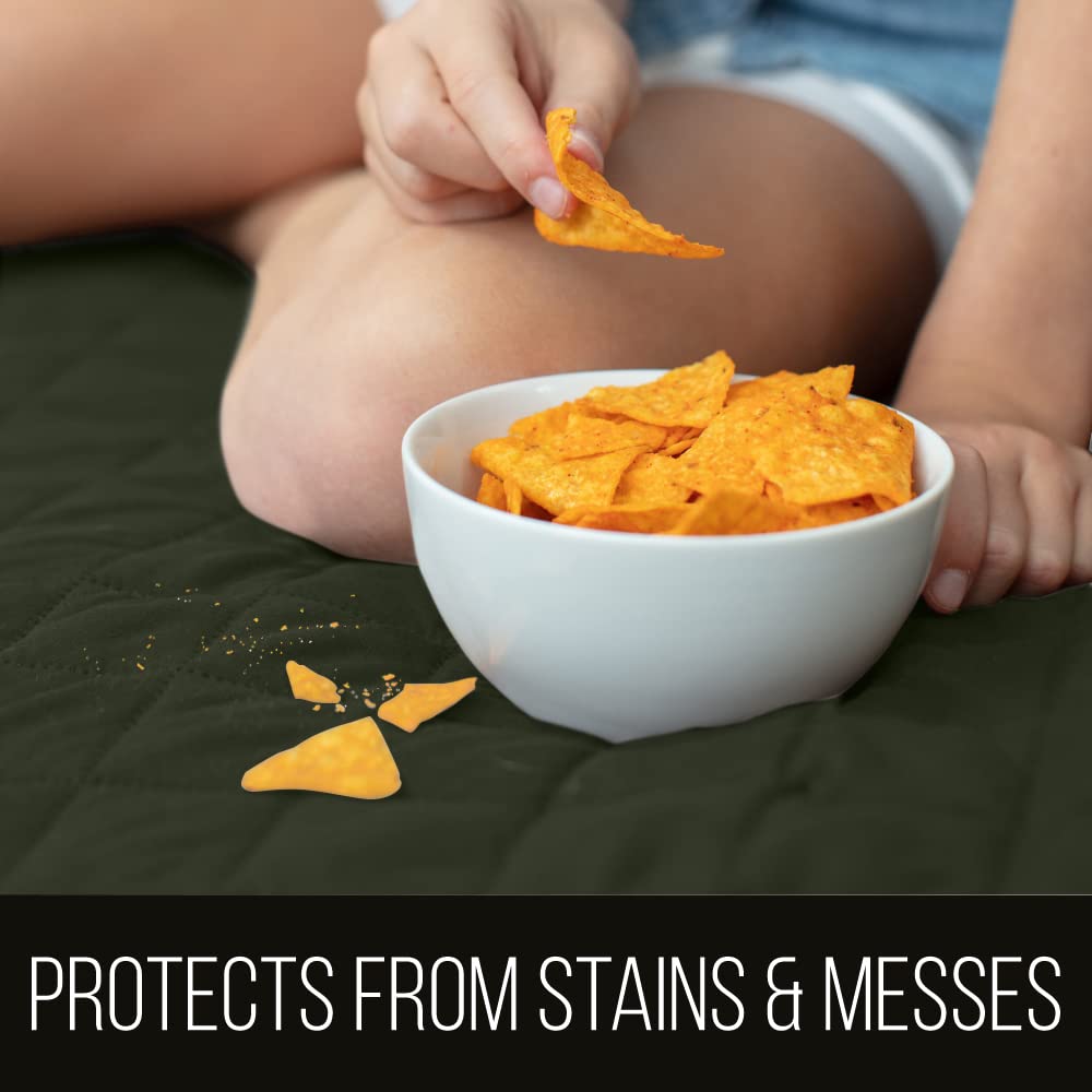 Sofa Shield Patented Sectional Slip Cover, Large Cushion Protector, Reversible Stain And Dog Tear Resistant Slipcover, Quilted Microfiber 30X30” Seat, Washable Covers Dogs Pets Kids, Hunter Green Sage