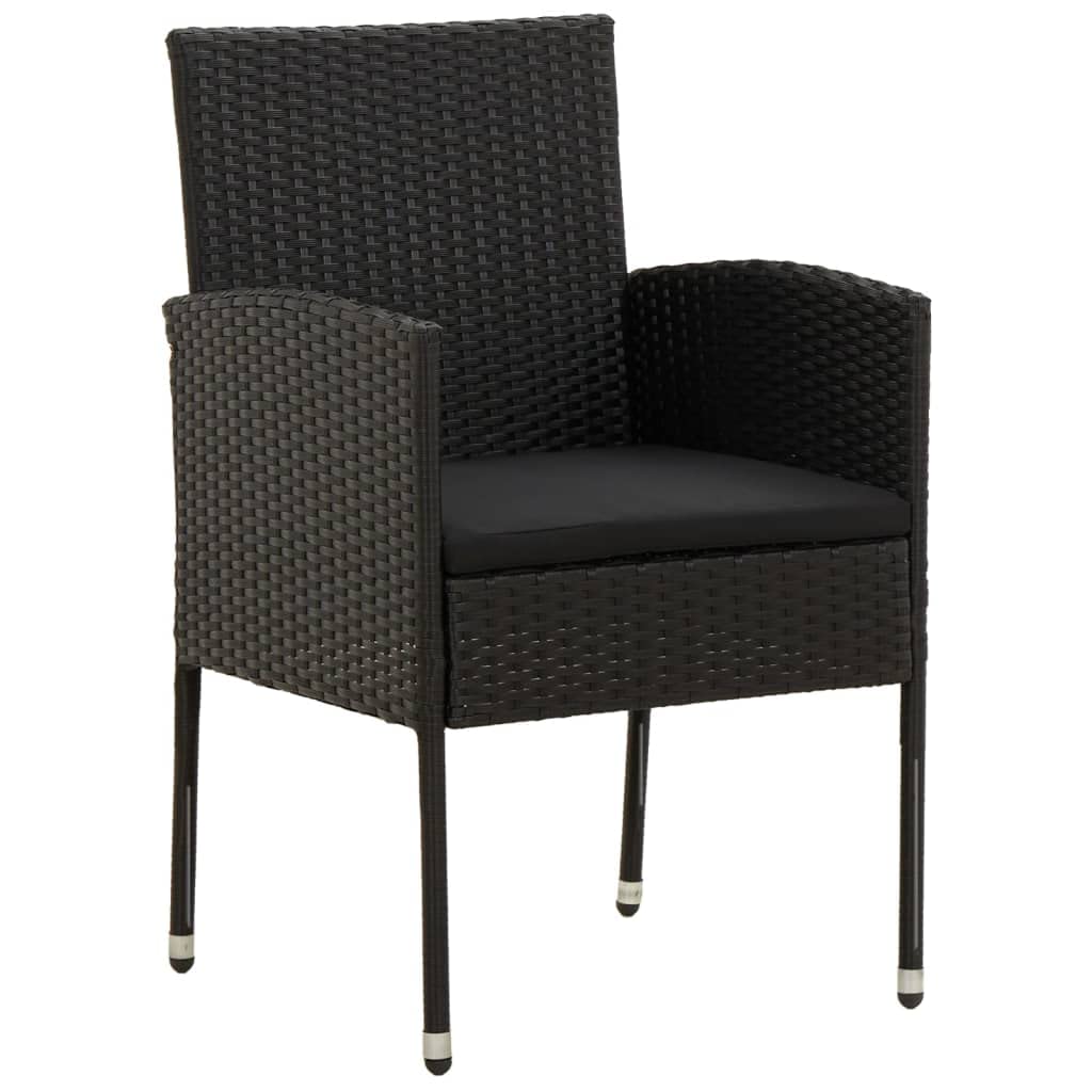 vidaXL 9-Piece Patio Dining Set - Waterproof PE Rattan, Steel, and Solid Acacia Wood Construction - Cushions Included - Black Color