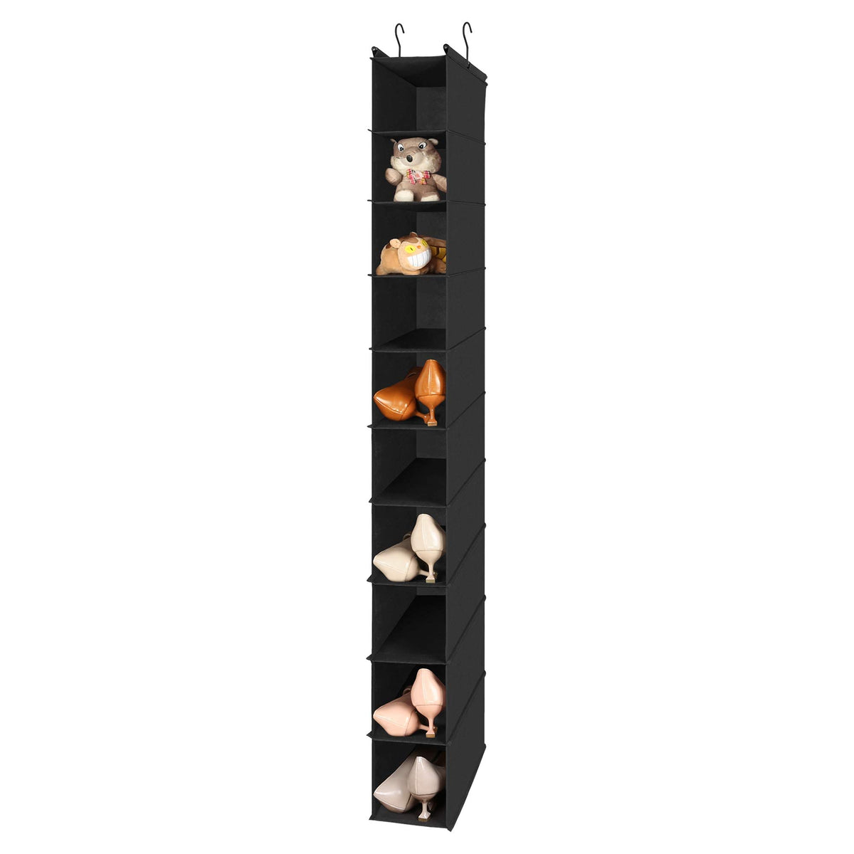 MAX Houser 10-Shelf Hanging Shoe Shelf Organizer, Hanging Shoe Storage for Closet (Black)