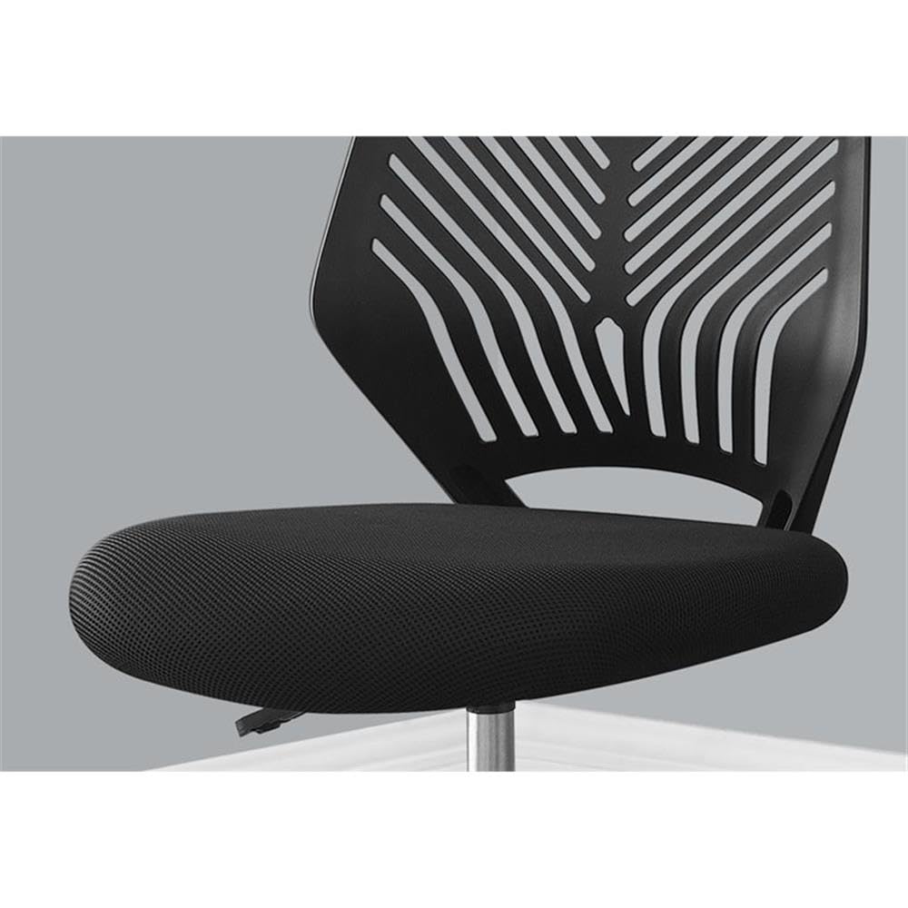 Monarch Specialties 7336, Adjustable Height, Swivel, Ergonomic, Computer Desk, Work, Metal, Fabric, Black, Contemporary, Modern Office Chair Juvenile Base On Castors, 20" L x 21" W x 31.25" H