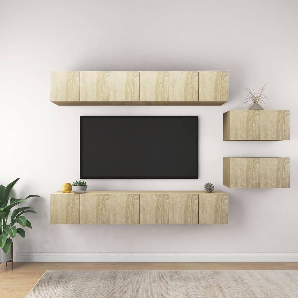 vidaXL 8X TV Cabinets Home Living Room Furniture TV Stand HiFi Stereo Cabinet Media Unit Entertainment Center Sonoma Oak Engineered Wood