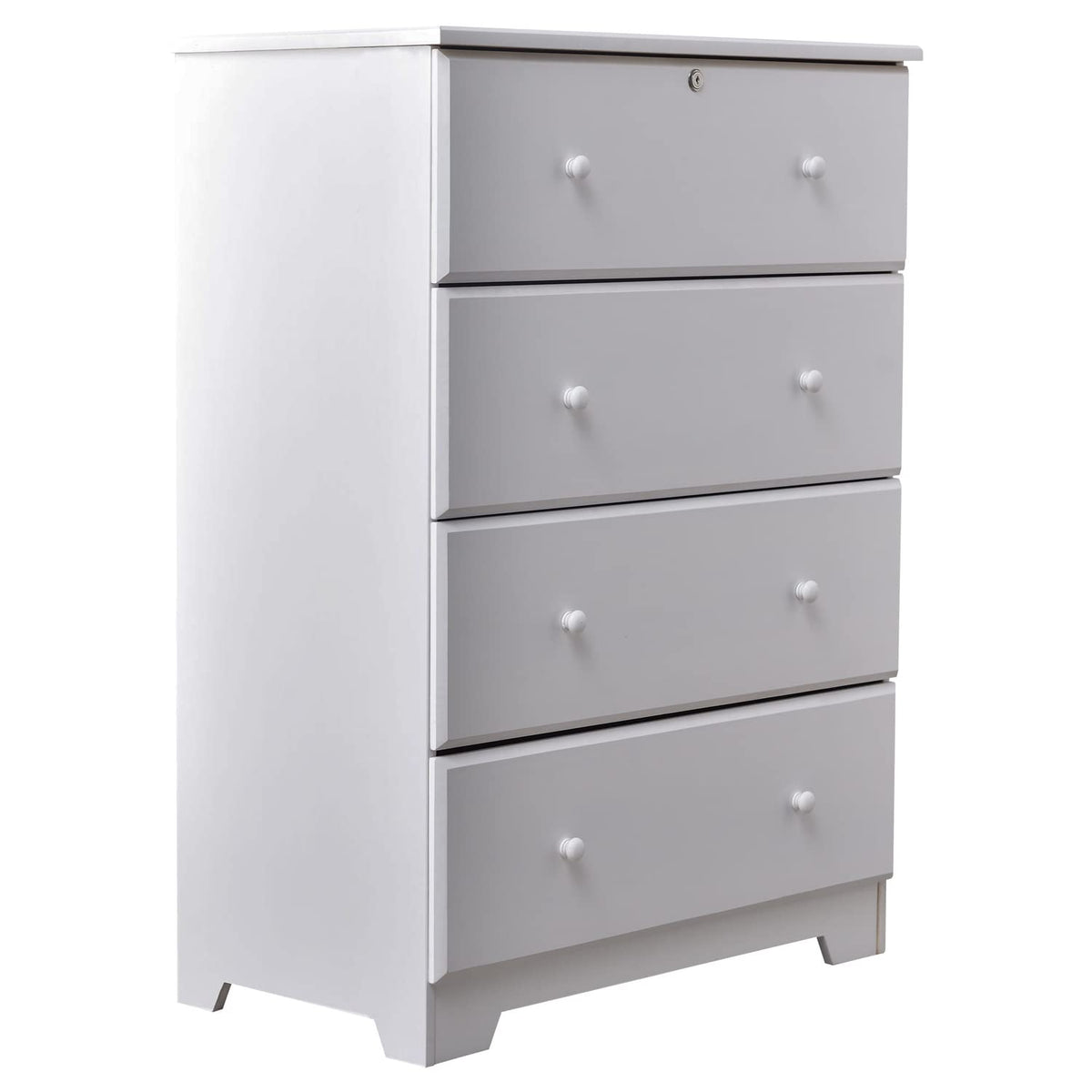 Better Home Products Isabela White Solid Pine Wood 4 Drawer Chest