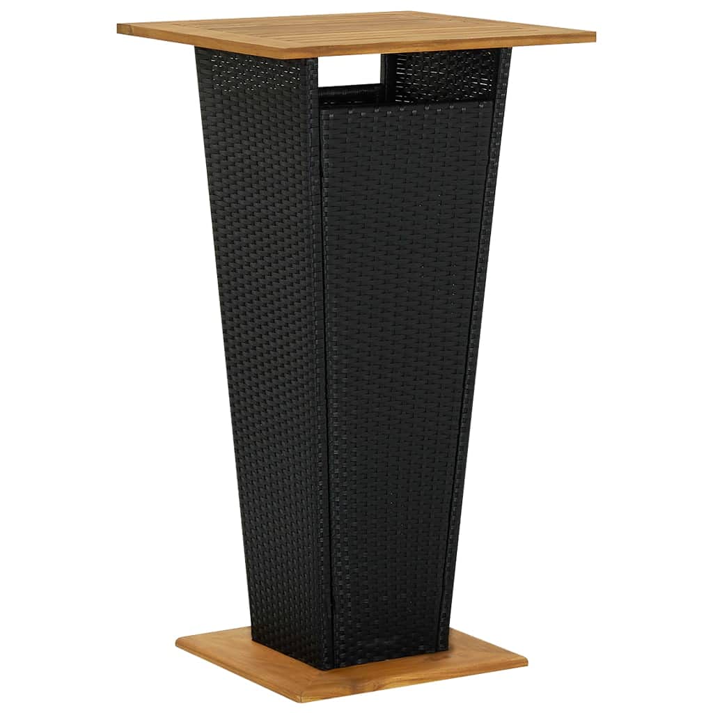 vidaXL Patio Bar Set 5 Piece Black PE Rattan with Acacia Wood Tabletop and Chairs for Garden, Patio, Terrace