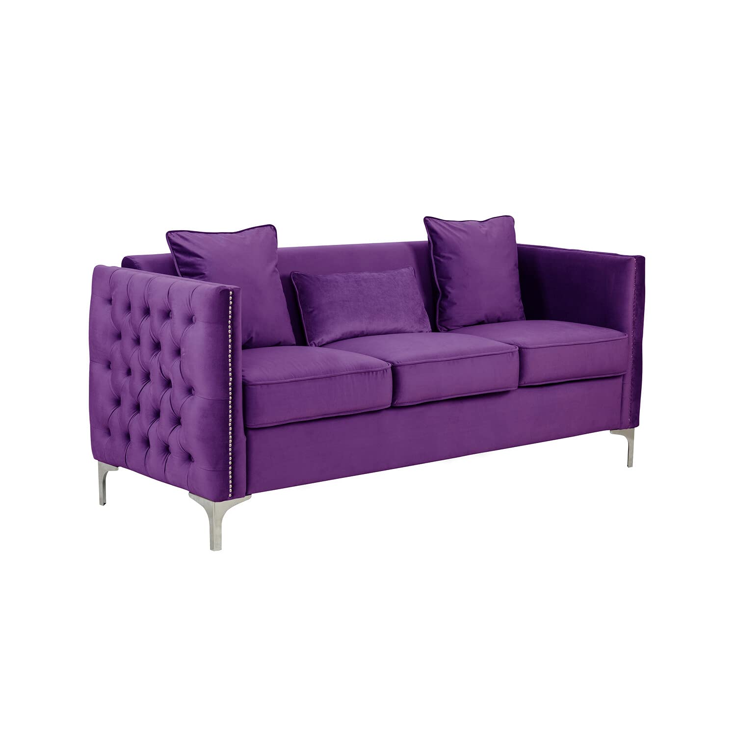 Lilola Home Bayberry Purple Velvet Sofa Loveseat Living Room Set