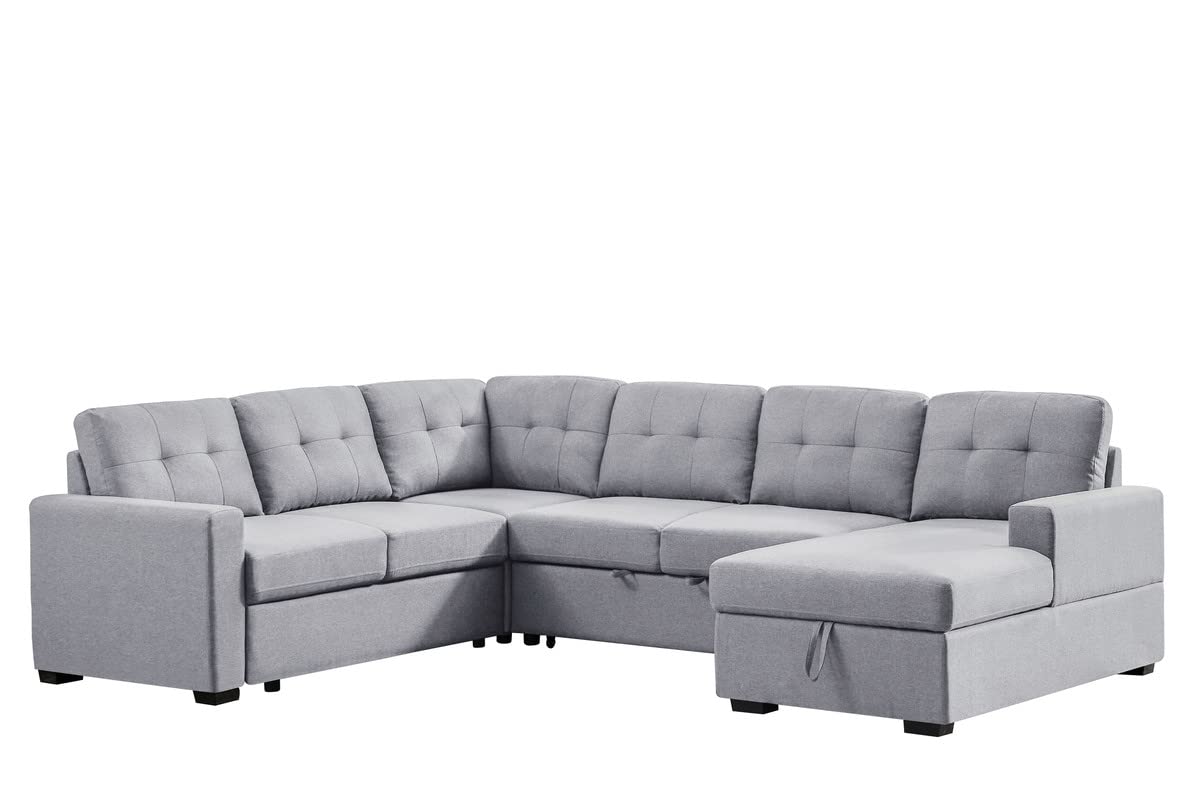 Lilola Home Selene Sleeper Sectional Sofa with Storage Chaise