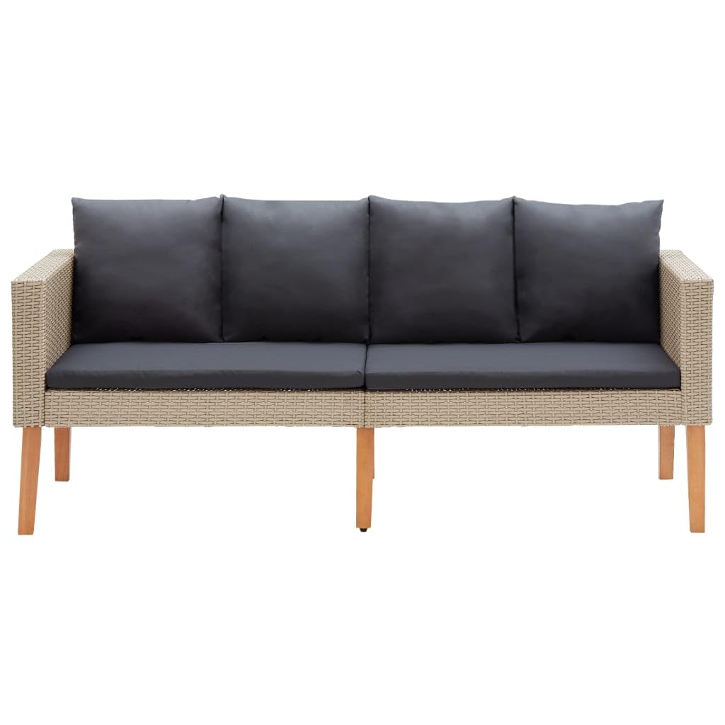 vidaXL Patio Sofa, Loveseat with Cushions, Patio Wicker Furniture, Outdoor Sofa for Backyard Garden Porch, Rustic, PE Rattan Beige
